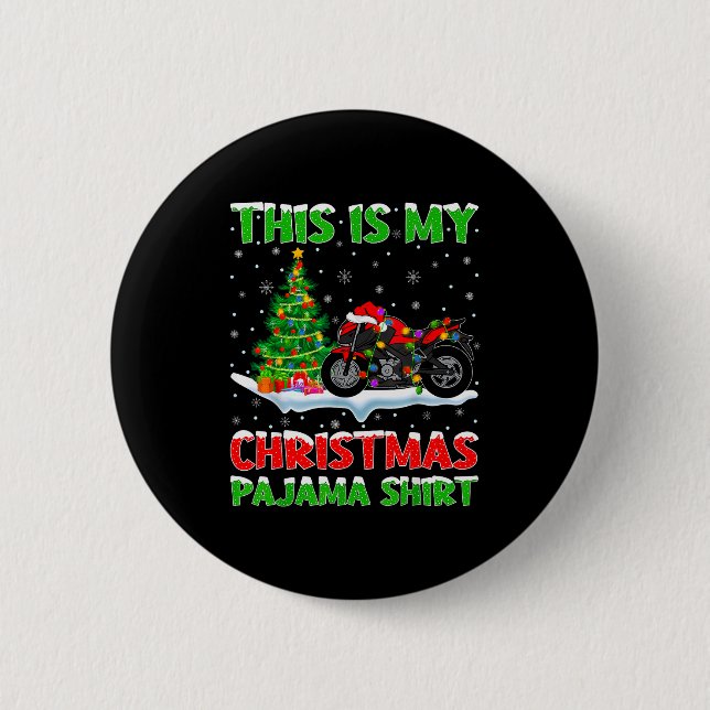 Motorcycle Xmas Tree Lights This Is My Christmas P 6 Cm Round Badge (Front)