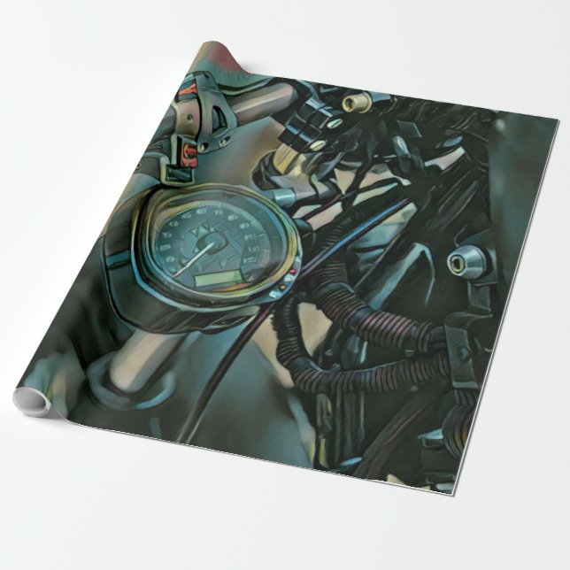 Motorcycles gift wrapping paper (Unrolled)