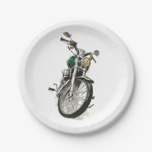 Motorcycles in Ink I Paper Plate