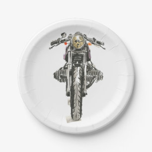 Motorcycles in Ink II Paper Plate