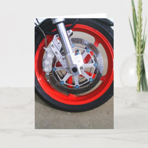 Motorcycles Motorcycle Wheel Red Rims Photo Card