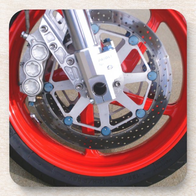 Motorcycles Motorcycle Wheel Red Rims Photo Coaster (Front)