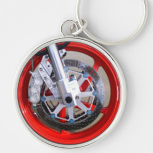 Motorcycles Motorcycle Wheel Red Rims Photo Key Ring