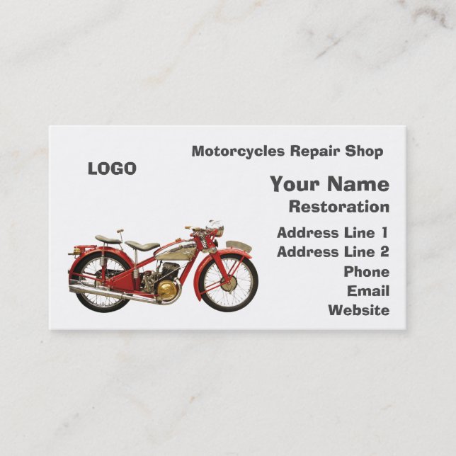 Motorcycles Repair Shop Business Card (Front)
