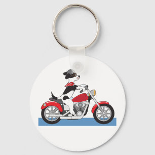 Motorcycling Dog Key Ring