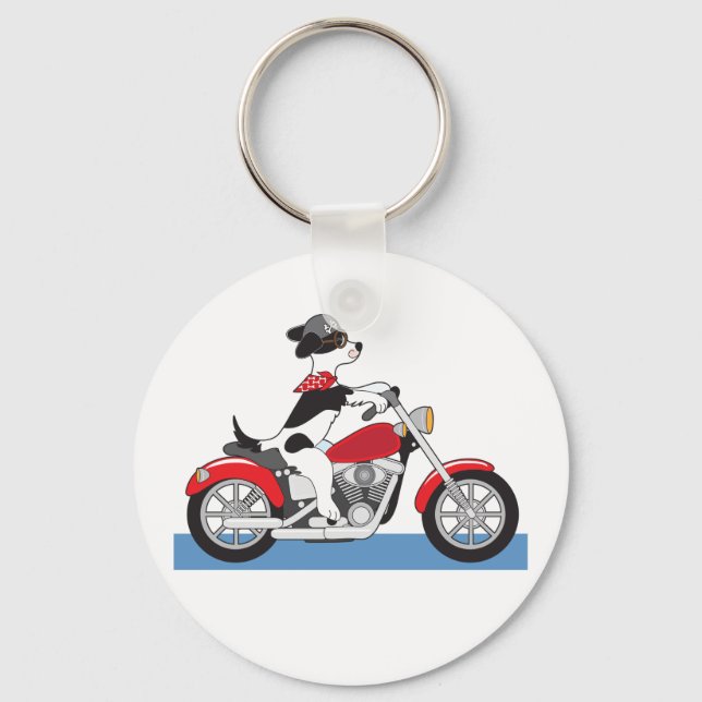 Motorcycling Dog Key Ring (Front)