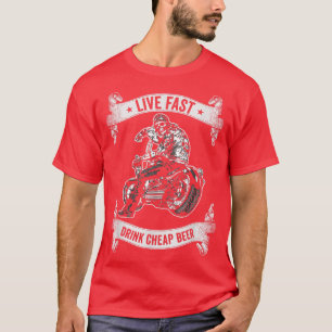 Motorcycling Skeleton Biker Drinking Beer Motorcyc T-Shirt
