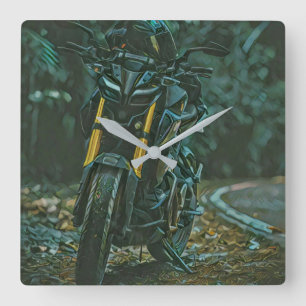 Motorcyclist gifts square wall clock