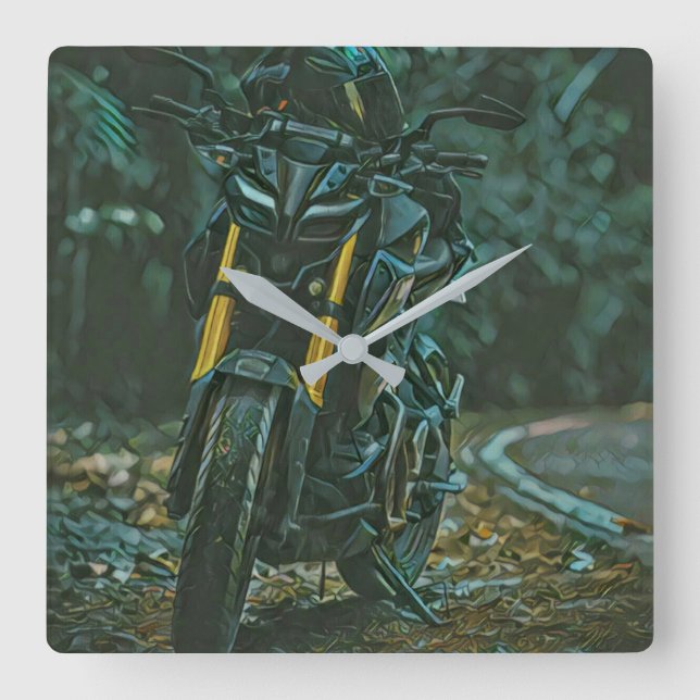 Motorcyclist gifts square wall clock (Front)