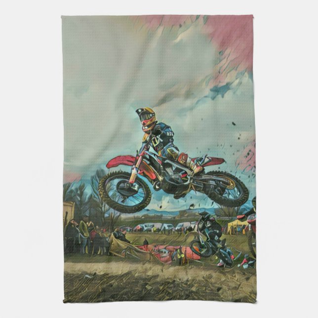 Motorcyclist gifts tea towel (Vertical)
