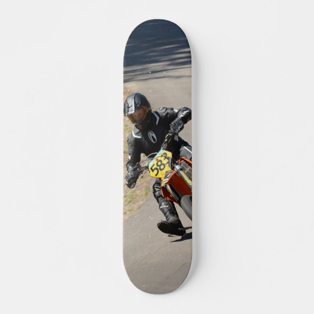 Motorcyclist in a Turn Skateboard (Front)