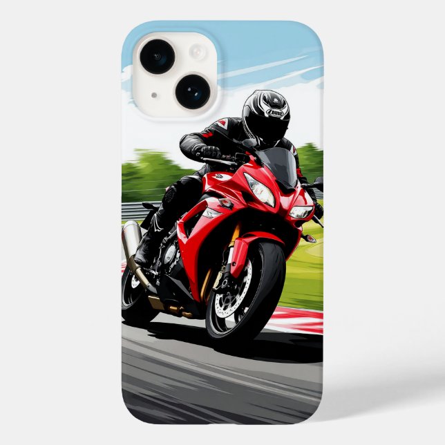 Motorcyclist Leaning into a Sharp Turn Case-Mate iPhone Case (Back)