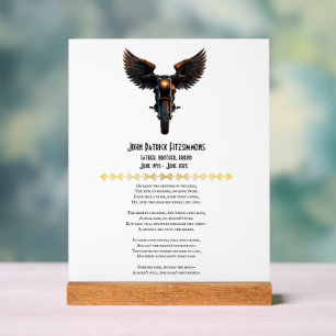 Motorcyclist Memorial Poem  Acrylic Sign
