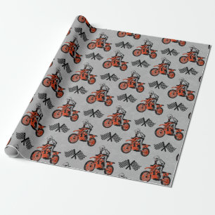 Motorcyclist Motocross Lovers Racing Flags Wrapping Paper