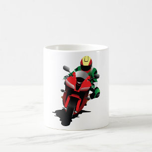 Motorcyclist On A Red Motorbike Coffee Mug