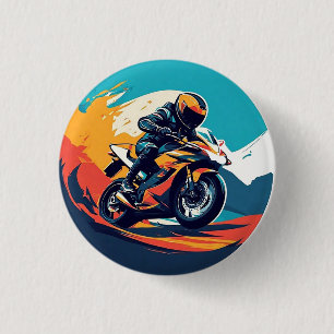 Motorcyclist Racing 3 Cm Round Badge