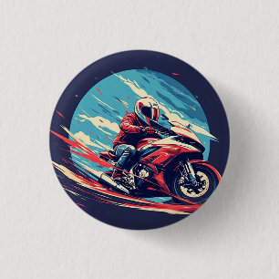 Motorcyclist Racing 3 Cm Round Badge