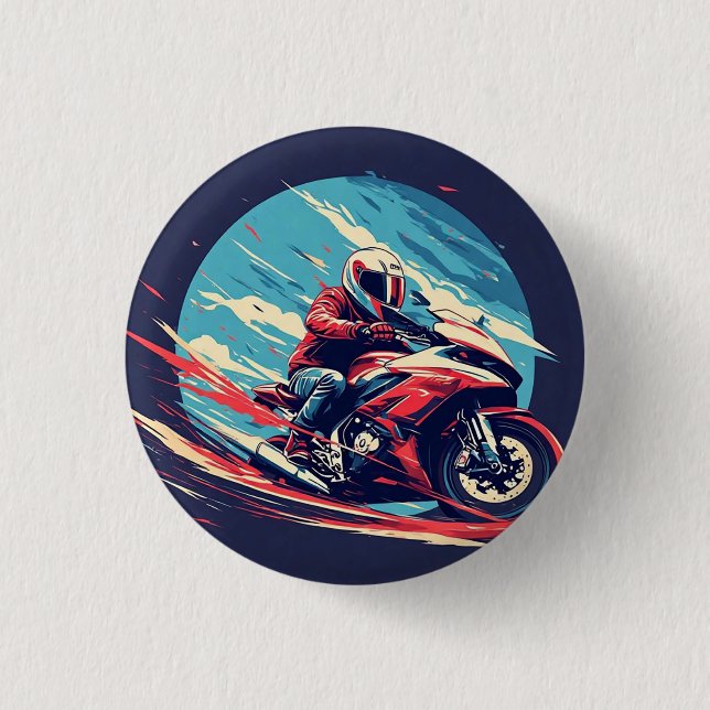 Motorcyclist Racing 3 Cm Round Badge (Front)