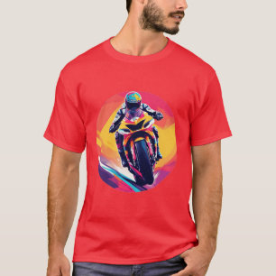 Motorcyclist Racing Dynamic Illustration T-Shirt