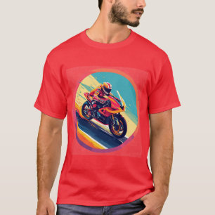 Motorcyclist Racing Dynamic Illustration T-Shirt