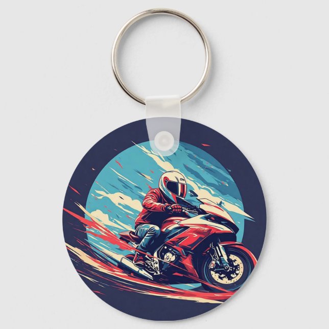Motorcyclist Racing Key Ring (Front)