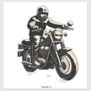 Motorcyclist Riding Classic Motorcycle