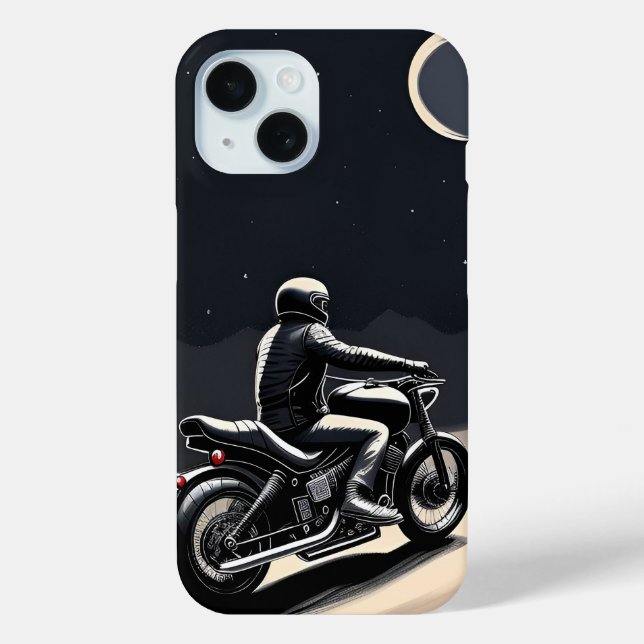 Motorcyclist Riding Under Moonlit Sky Case-Mate iPhone Case (Back)