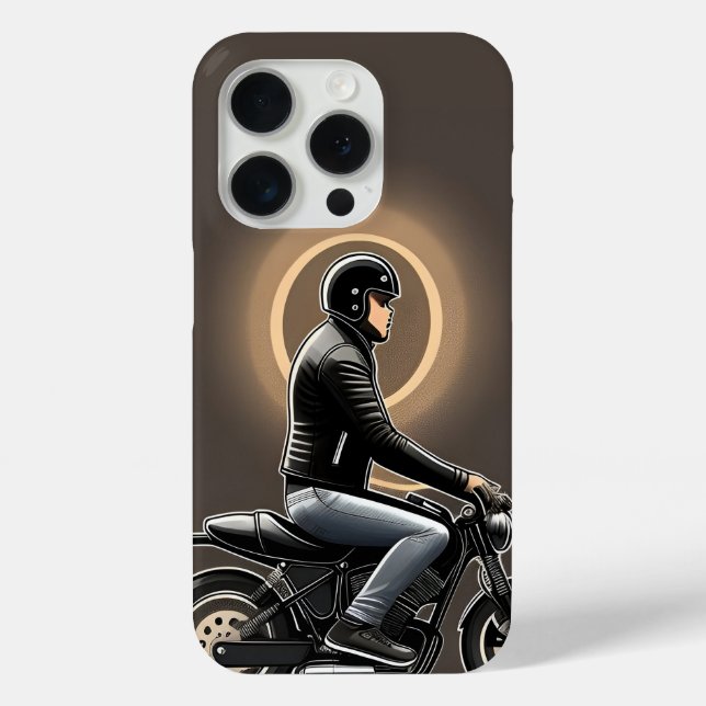 Motorcyclist Riding Under Moonlit Sky Case-Mate iPhone Case (Back)