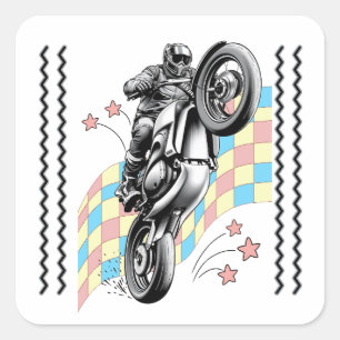 motorcyclist square sticker