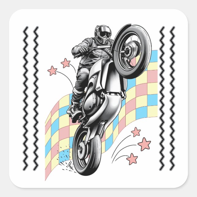 motorcyclist square sticker (Front)