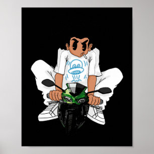 Motorcyclist Sticker Poster