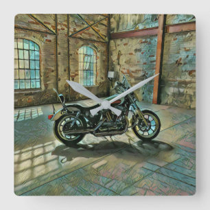 motorcyclists gifts square wall clock
