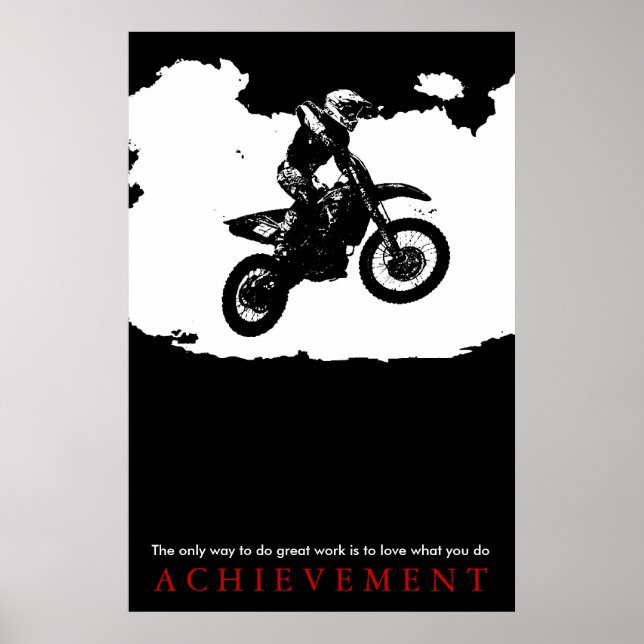 Motorcyle Sport Achievement Quote Motivational Poster (Front)