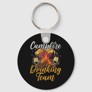 Motorhome Camping Retro Drunk Alcohol Beer Campfir Key Ring