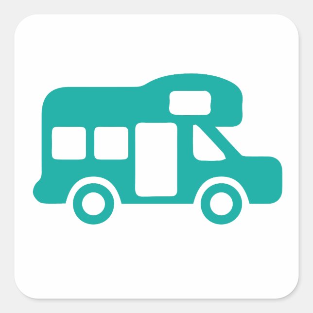 Motorhome Camping Square Sticker (Front)
