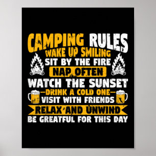 Motorhome Funny Camper Camping Rules Poster