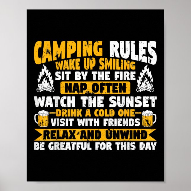 Motorhome Funny Camper Camping Rules  Poster (Front)