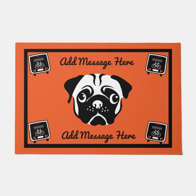 Motorhome Pug Camping  Doormat (Front)