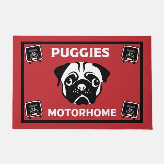 Motorhome Pug Camping  Doormat (Front)