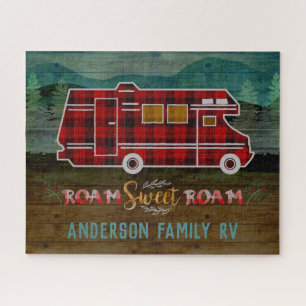 Motorhome RV Camper Travel Van Rustic Personalised Jigsaw Puzzle