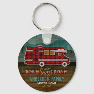 Motorhome RV Camper Travel Van Rustic Personalised Key Ring