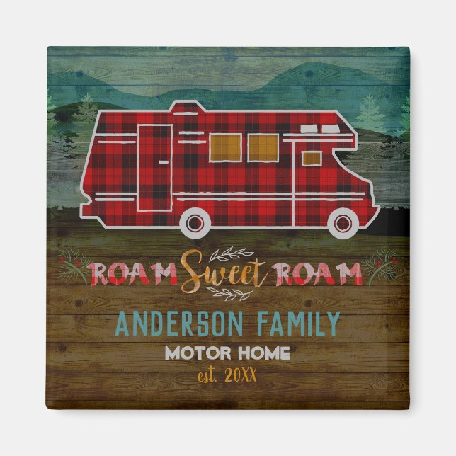 Motorhome RV Camper Travel Van Rustic Personalised Magnet (Front)
