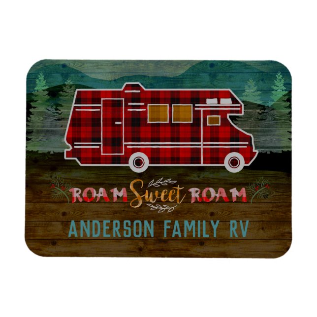 Motorhome RV Camper Travel Van Rustic Personalised Magnet (Horizontal)