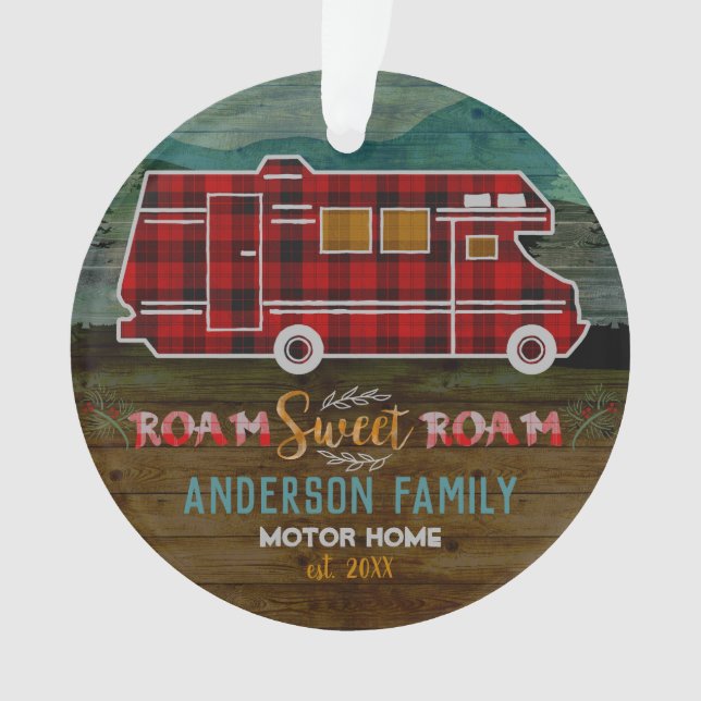 Motorhome RV Camper Travel Van Rustic Personalised Ornament (Front)