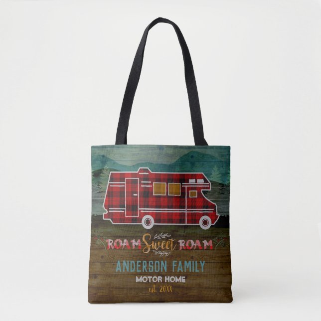 Motorhome RV Camper Travel Van Rustic Personalised Tote Bag (Front)