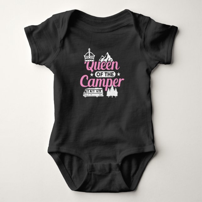 Motorhome RV Camping Queen Of The Camper Baby Bodysuit (Front)