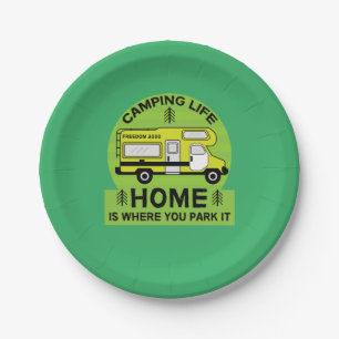 Motorhome RV Motorhome Camping Life Latte Mug Paper Plate