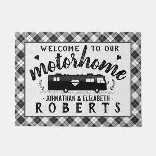Motorhome RV Rustic Grey Plaid Farmhouse Custom Doormat