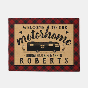 Motorhome RV Rustic Red Plaid Farmhouse Custom Doormat