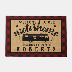 Motorhome RV Rustic Red Plaid Farmhouse Custom Lrg Doormat